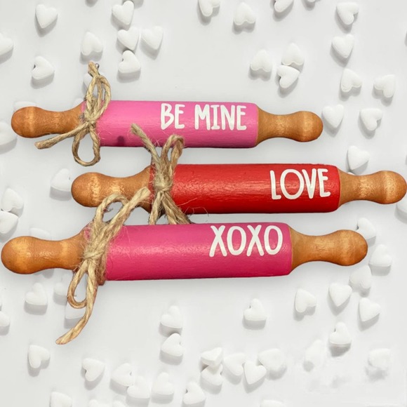 ⤵️🆕Valentine’s Day Mini Rolling Pins,  Farmhouse  Decor, Valentine’s Decor - Picture 9 of 11